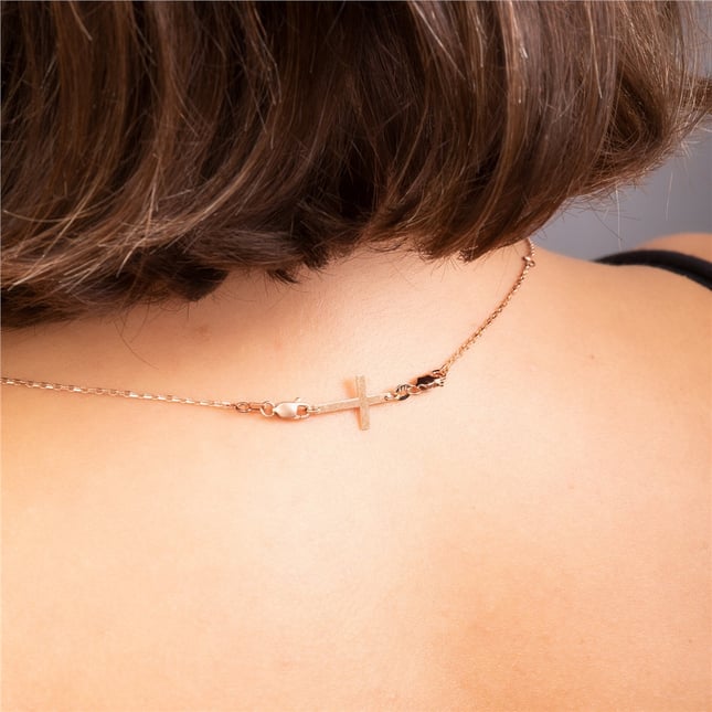 Cross Engraved Personalized Solid Gold Bracelet Necklace Extender