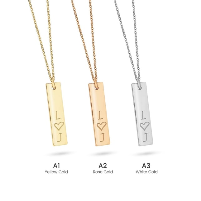 Heart Initial Solid Gold Necklace