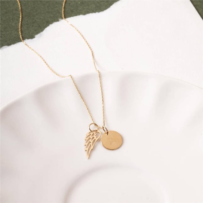 Angel Wing Solid Gold Pendant