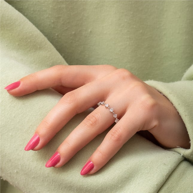 CZ Half Eternity Solid Gold Ring