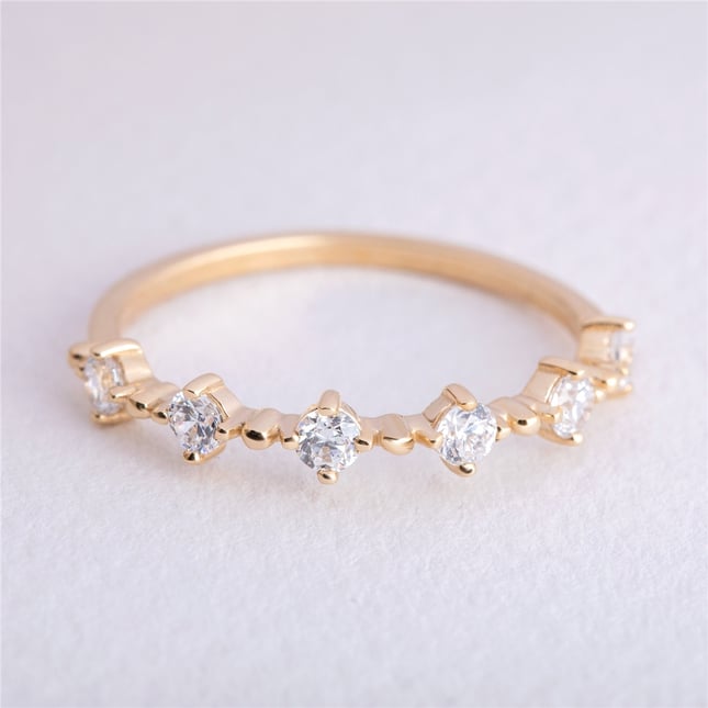 CZ Half Eternity Solid Gold Ring
