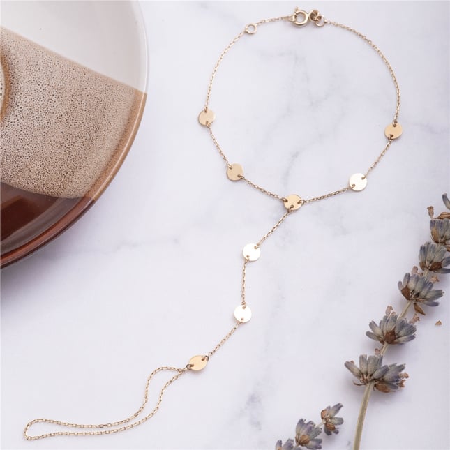 Multi Disc Solid Gold Hand Chain