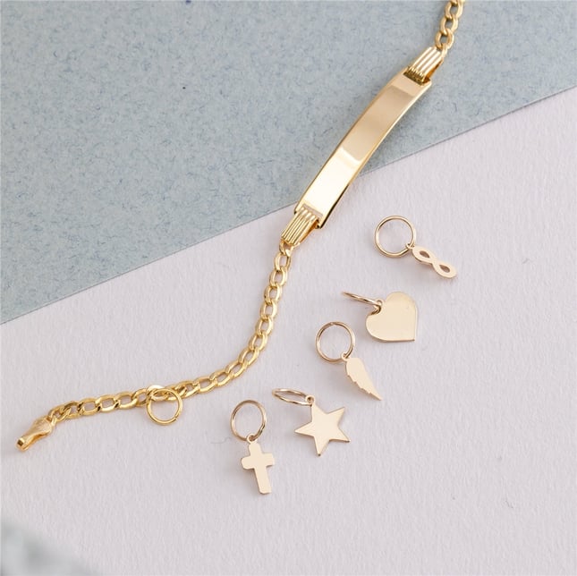 Heart Angel Wing Star Cross Infinity Solid Gold Charm