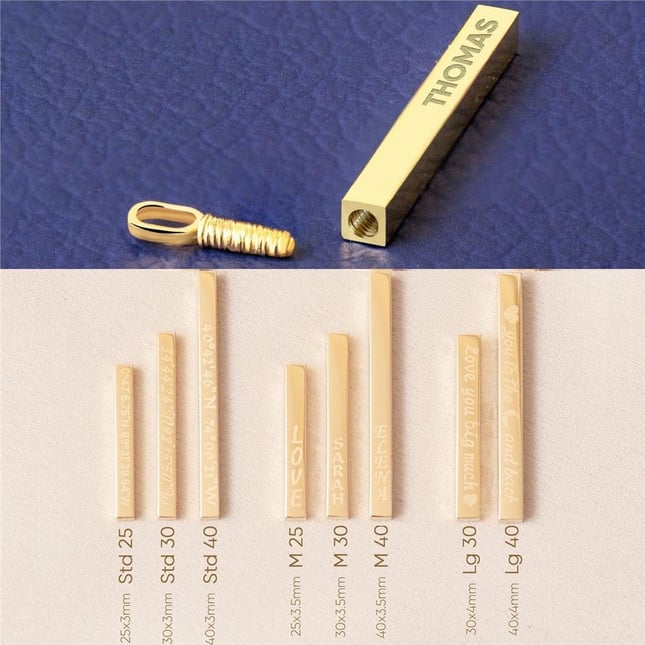 Cremation Engraved Personalized 3D Bar Solid Gold Necklace