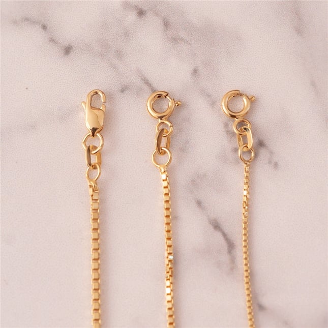 Box Chain Solid Gold Bracelet Necklace Extender