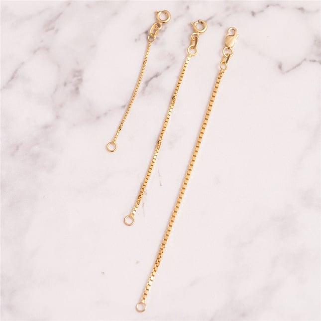 Box Chain Solid Gold Bracelet Necklace Extender