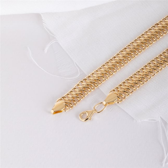 Geniş Gurmet Gurmet Zincir Altın Bileklik