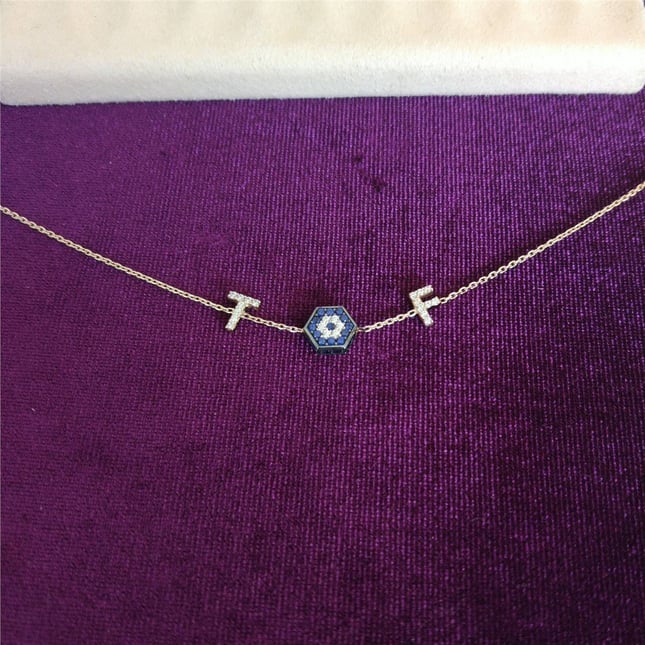 CZ Evil Eye Initial Letters Solid Gold Bracelet