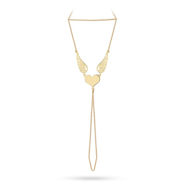 Heart Angel Solid Gold Hand Chain