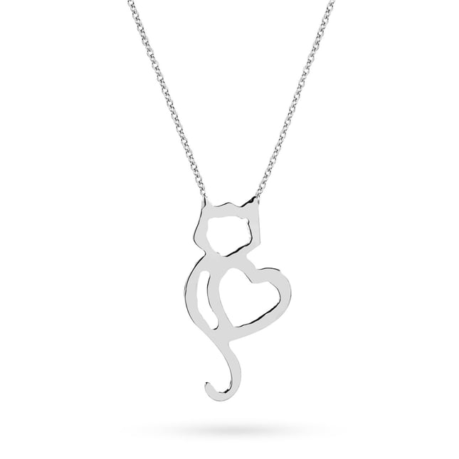 Heart Cat Solid Gold Necklace