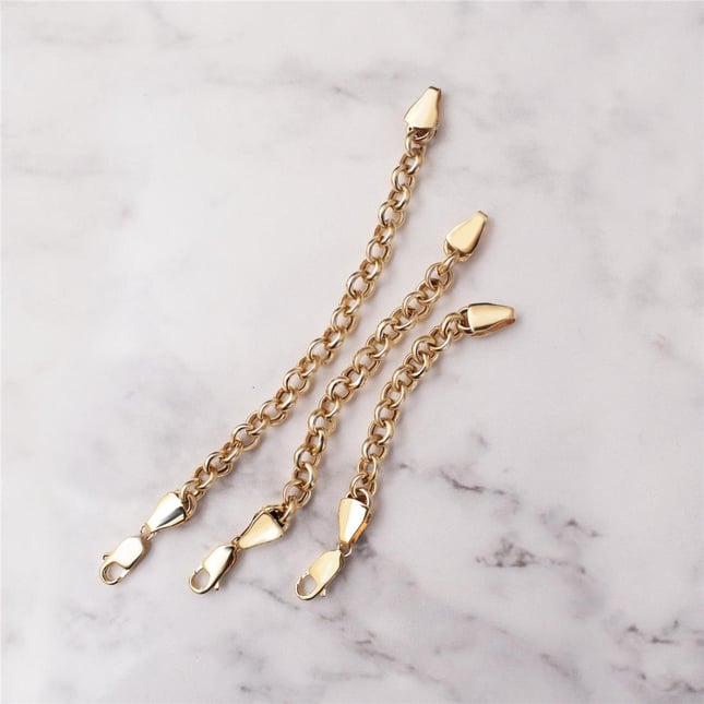 Rolo Chain Solid Gold Bracelet Necklace Extender