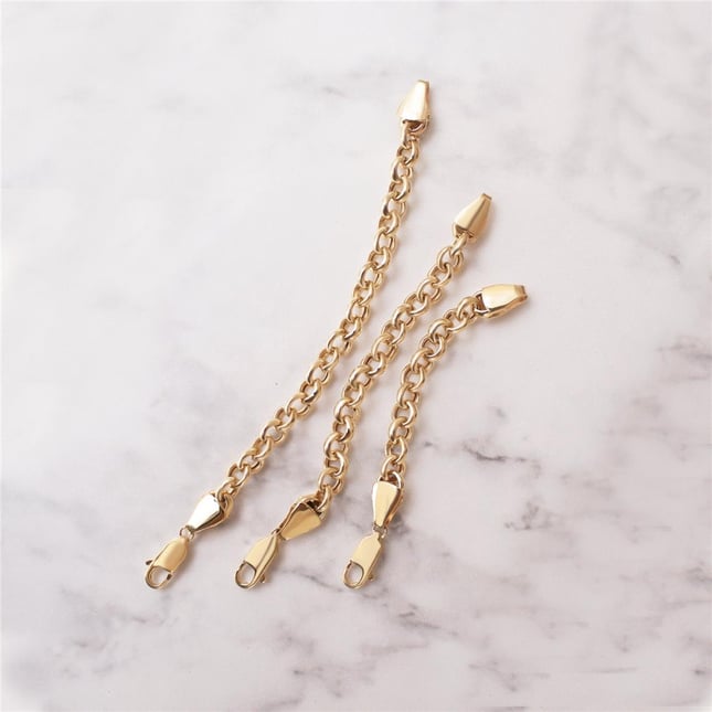 Rolo Chain Solid Gold Bracelet Necklace Extender
