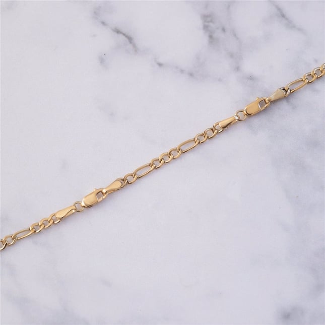 Figaro Chain Solid Gold Bracelet Necklace Extender
