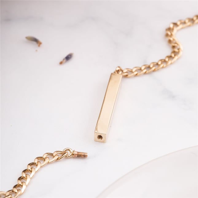 Cremation Cuban Chain Engraved Curb Chain Personalized 3D Bar Solid Gold Bracelet