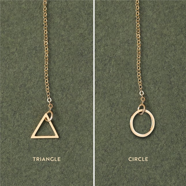 Circle Triangle Solid Gold Necklace