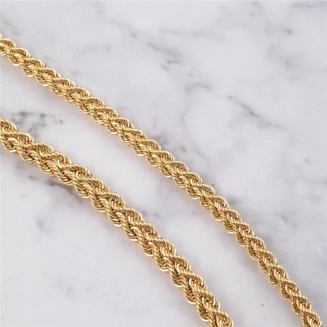 Double Row Rope Solid Gold Zincir