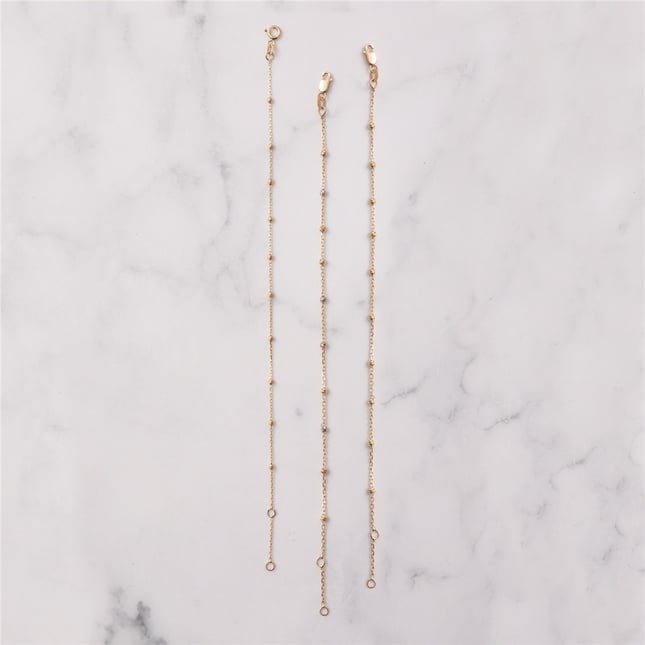Sleek Beaded Satellite Solid Gold Bracelet