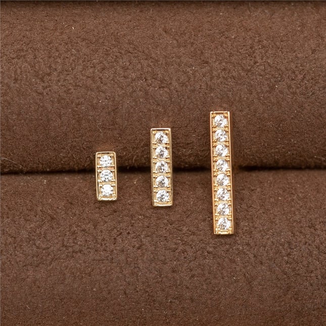 CZ Stud Solid Gold Earring