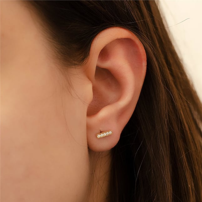 CZ Stud Solid Gold Earring