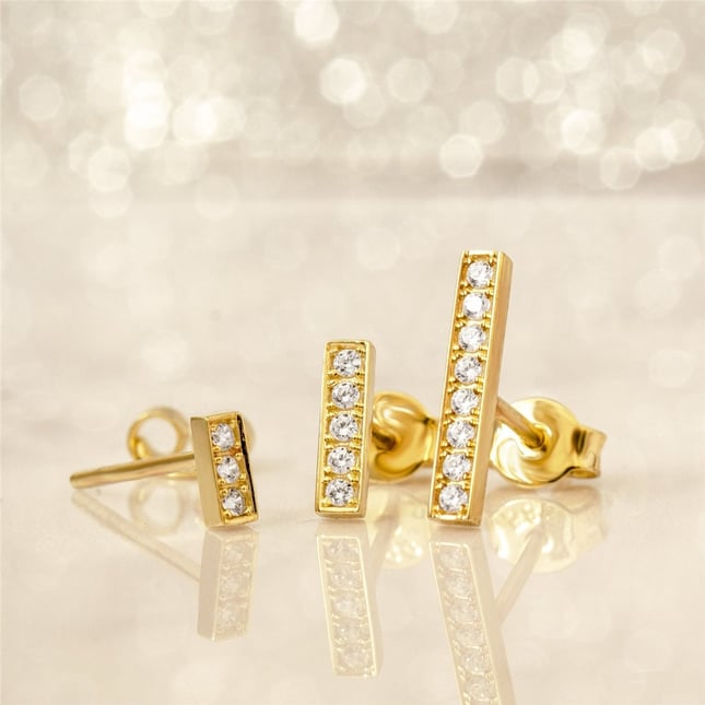 CZ Stud Solid Gold Earring