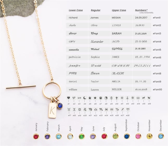 CZ Initial Letter Solid Gold Necklace