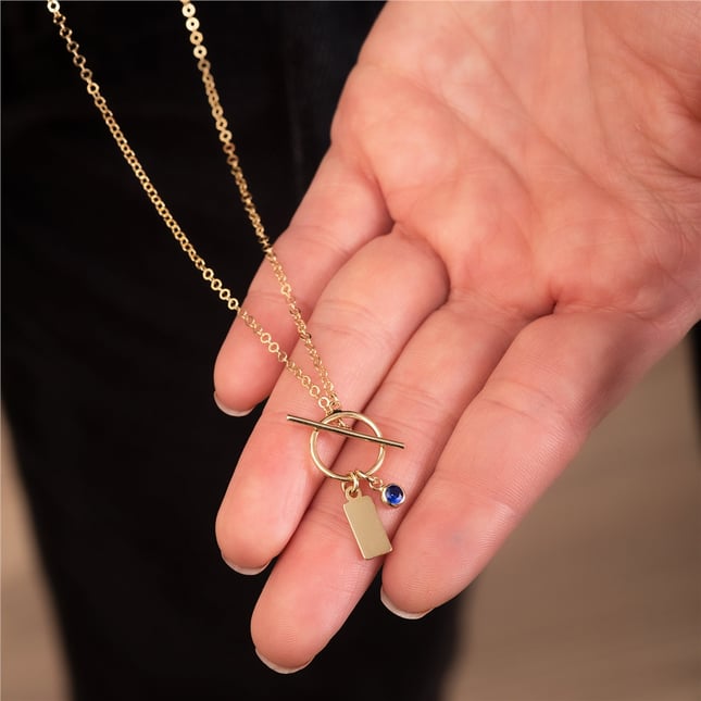 CZ Initial Letter Solid Gold Necklace