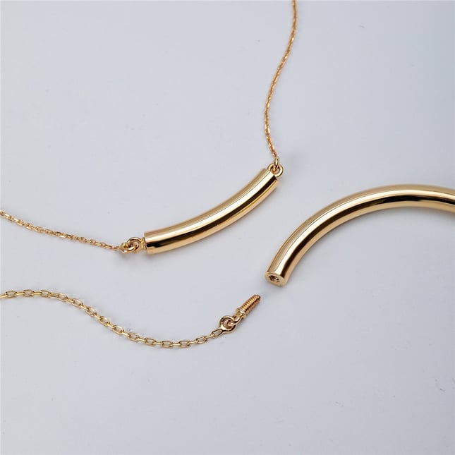 Cremation Engraved Solid Gold Necklace