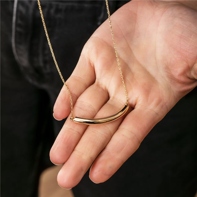 Cremation Engraved Solid Gold Necklace