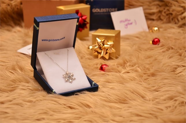 Crescent Moon and Star Snowflake Hoop Huggie Solid Gold Earring