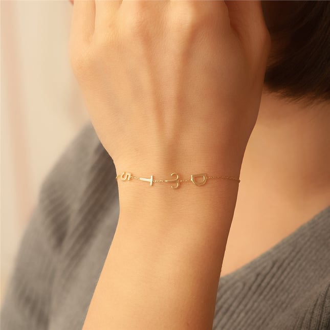 Personalized Initial Station Solid Gold Bracelet