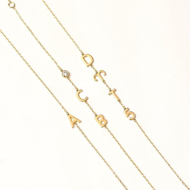 Personalized Initial Station Solid Gold Bracelet