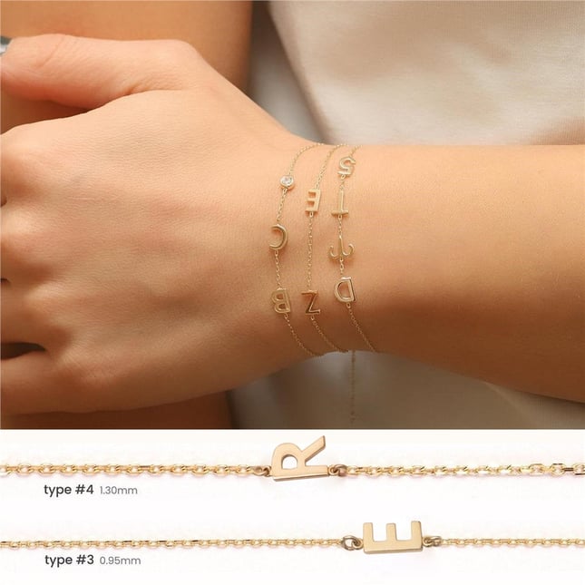 Personalized Initial Station Solid Gold Bracelet
