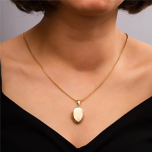 Heart Locket Engraved Solid Gold Necklace