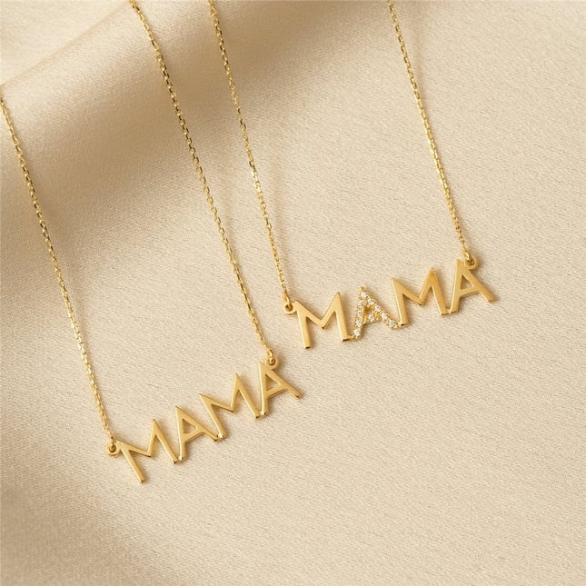 MAMA Word Solid Gold Necklace