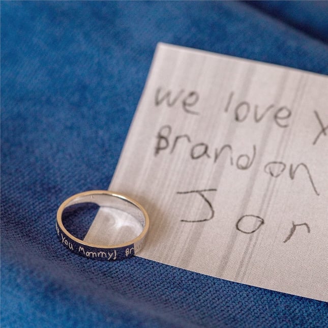 Custom Message Handwritten Solid Gold Wedding Band