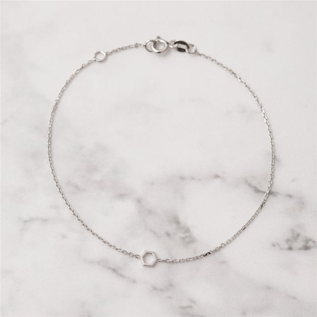 Hexagon Solid Gold Bracelet