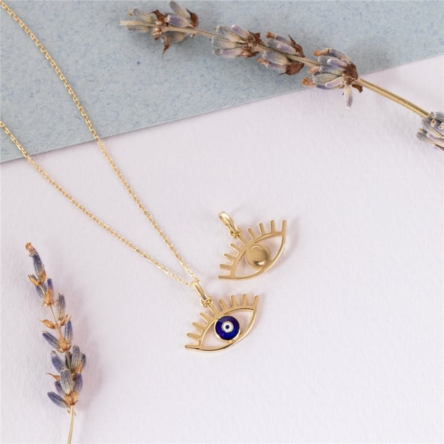 Enamel Evil Eye Solid Gold Necklace
