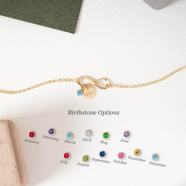 CZ Infinity Initial Solid Gold Bracelet