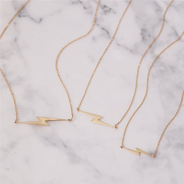 Lightning Solid Gold Necklace