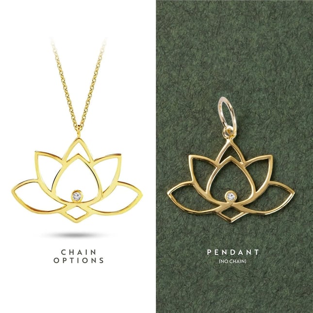 0.01 Karat Pırlanta Lotus Altın Kolye
