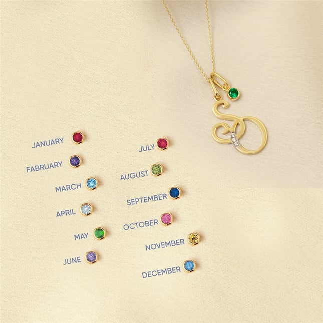 CZ Topaz Initial Letter Solid Gold Necklace