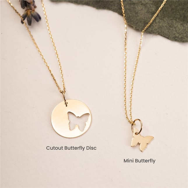 Butterfly Solid Gold Necklace