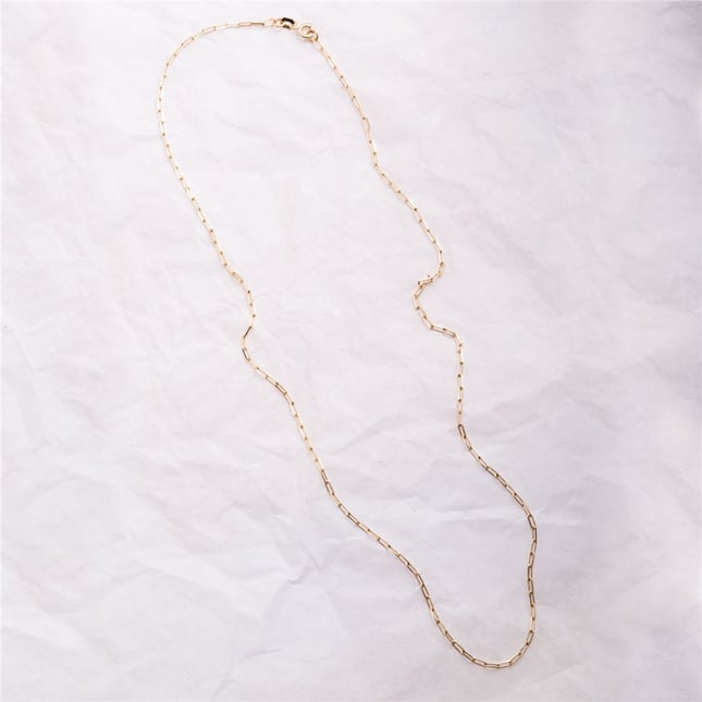 Paperclip Chain Solid Gold Necklace