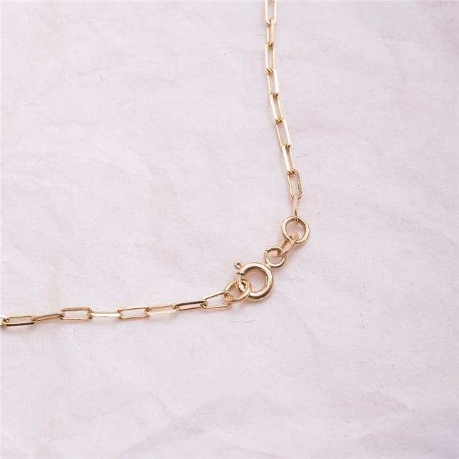 Paperclip Chain Solid Gold Necklace