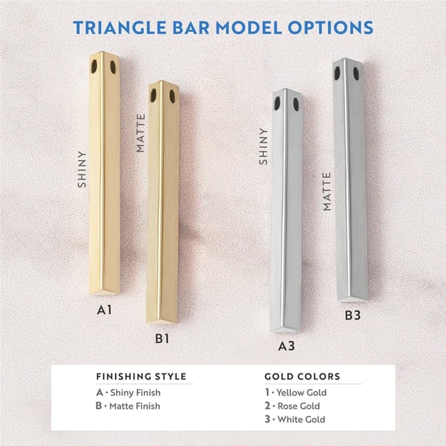 Triangular 3d Bar Solid Gold Necklace