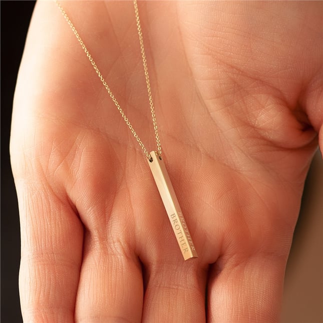 Triangular 3d Bar Solid Gold Necklace