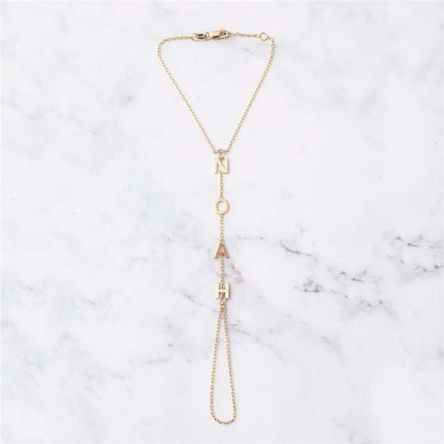 Initial Solid Gold Hand Chain