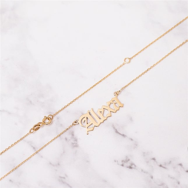 Personalized Gothic Solid Gold Necklace
