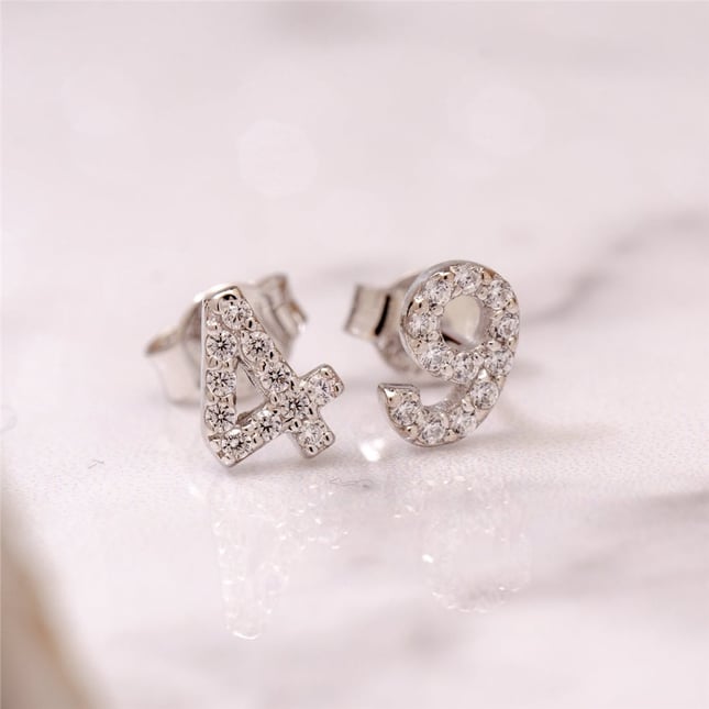 CZ Initial Letter Stud Solid Gold Earring