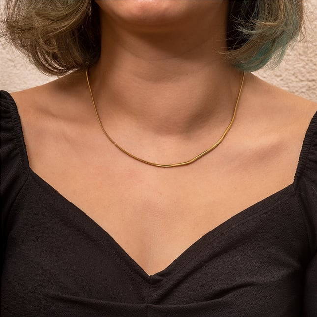 Solid Gold Herringbone Chain Necklace
